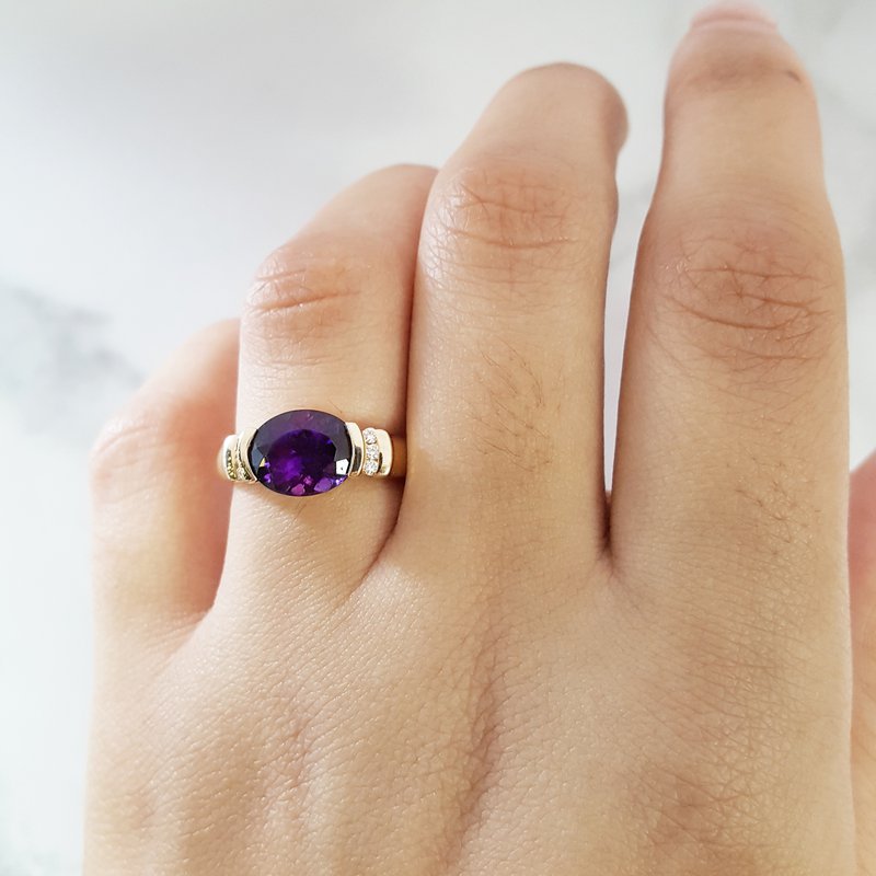 Amethyst Partial Bezel Ring