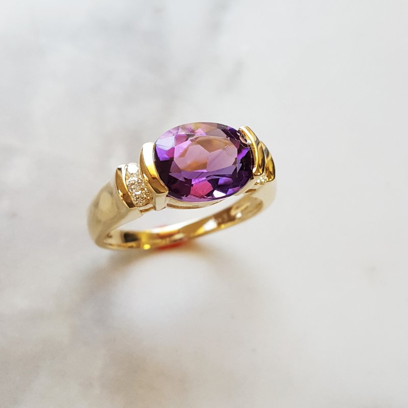   Arizona Amethyst Gold Jewelry Partial Bezel Ring 363532 - Sami Fine Jewelry