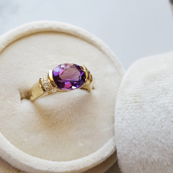 Amethyst Partial Bezel Ring