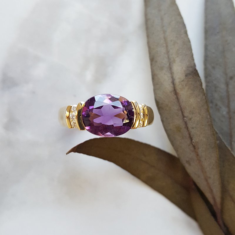 Amethyst Partial Bezel Ring