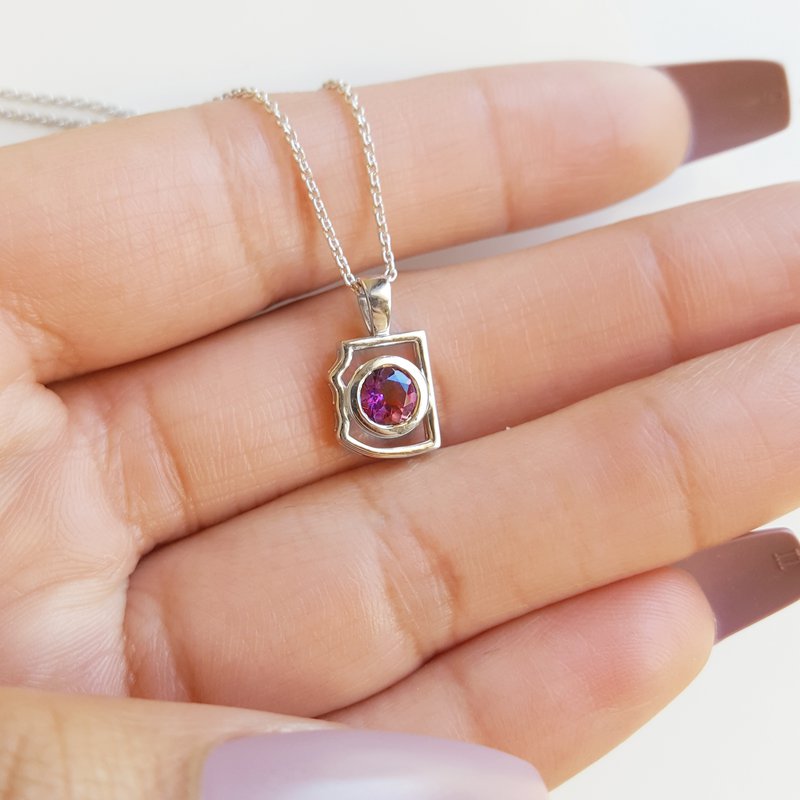 Arizona Amethyst Silver Jewelry Mini AZ State Necklace 363303
