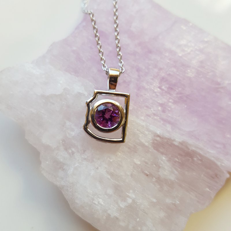 Arizona Amethyst Silver Jewelry Mini AZ State Necklace