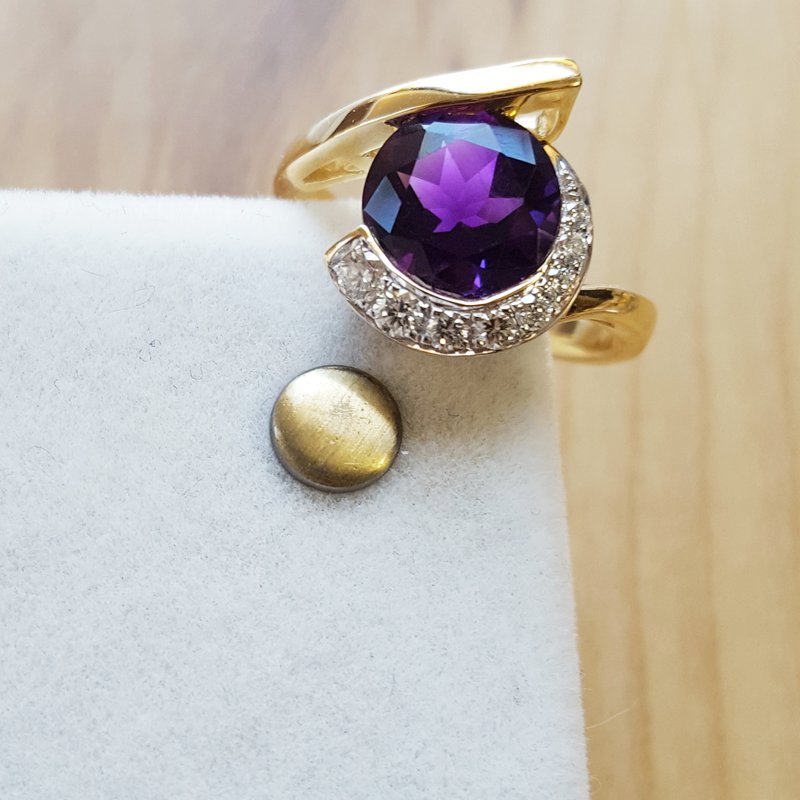 Arizona Amethyst Gold Jewelry Asymmetrical Half Halo Ring