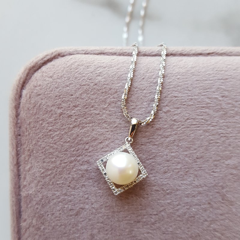 Sami Fine Jewelry Pearl and Diamond Frame Pendant