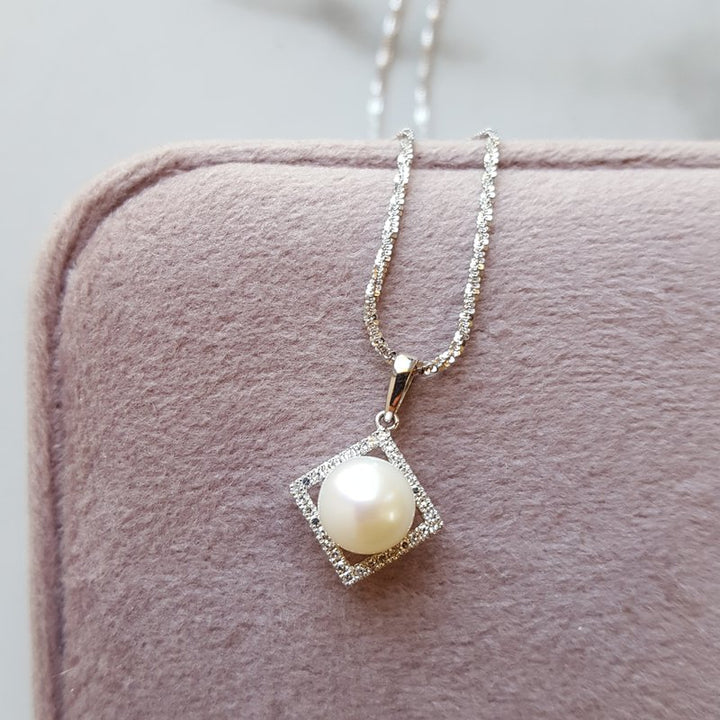 Sami Fine Jewelry Pearl and Diamond Frame Pendant