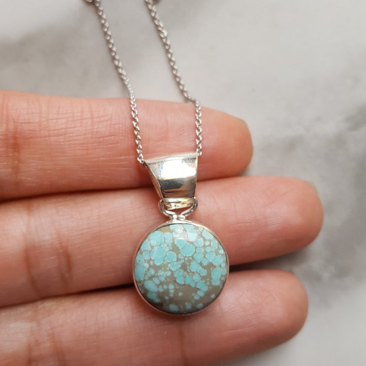 Sami Fine Jewelry Veining Round Turquoise Pendant