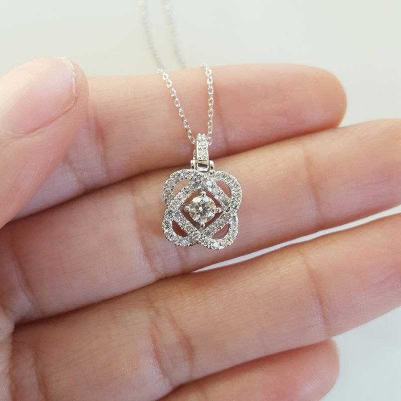 Gems One Diamond Infinity Love Heart Knot Pendant Necklace In 14k White Gold (1/2ctw)