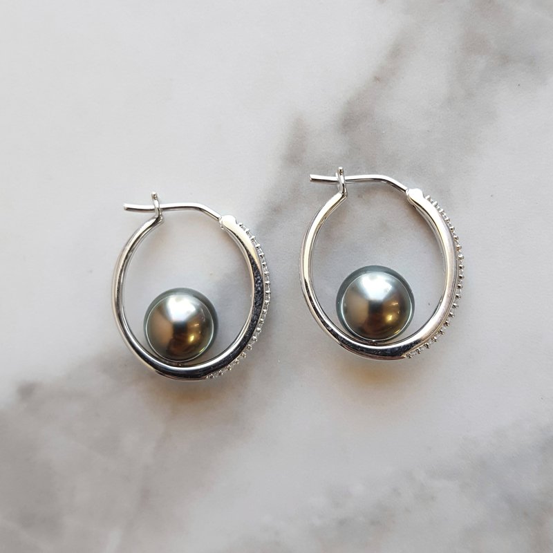 Sami Fine Jewelry Tahitian Pearl Hoop Earrings 230713