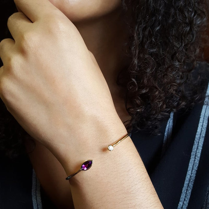  Arizona Amethyst Gold Jewelry Bezel Bracelet 363246