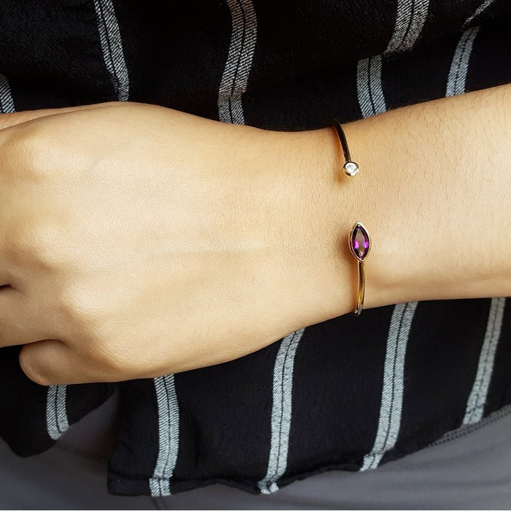 Arizona Amethyst Gold Jewelry Bezel Bracelet