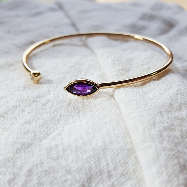 Arizona Amethyst Gold Jewelry Bezel Bracelet