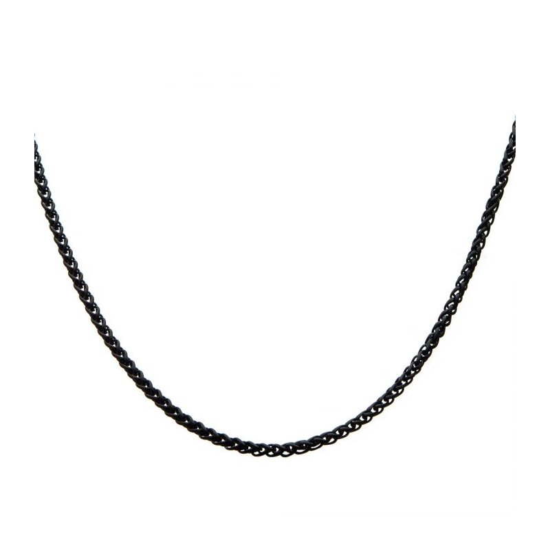 INOX Jewelry 2.7mm Black IP Round Wheat Chain