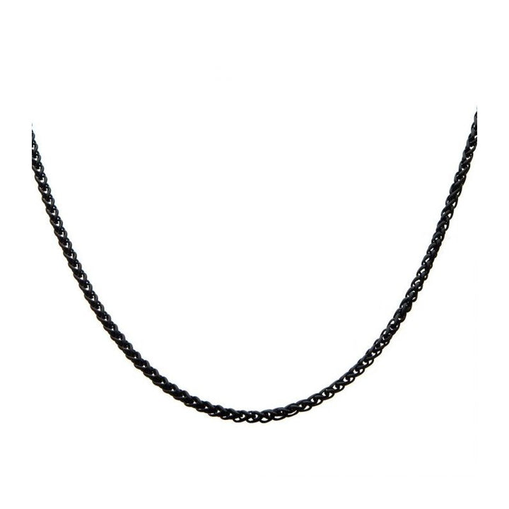 INOX Jewelry 2.7mm Black IP Round Wheat Chain