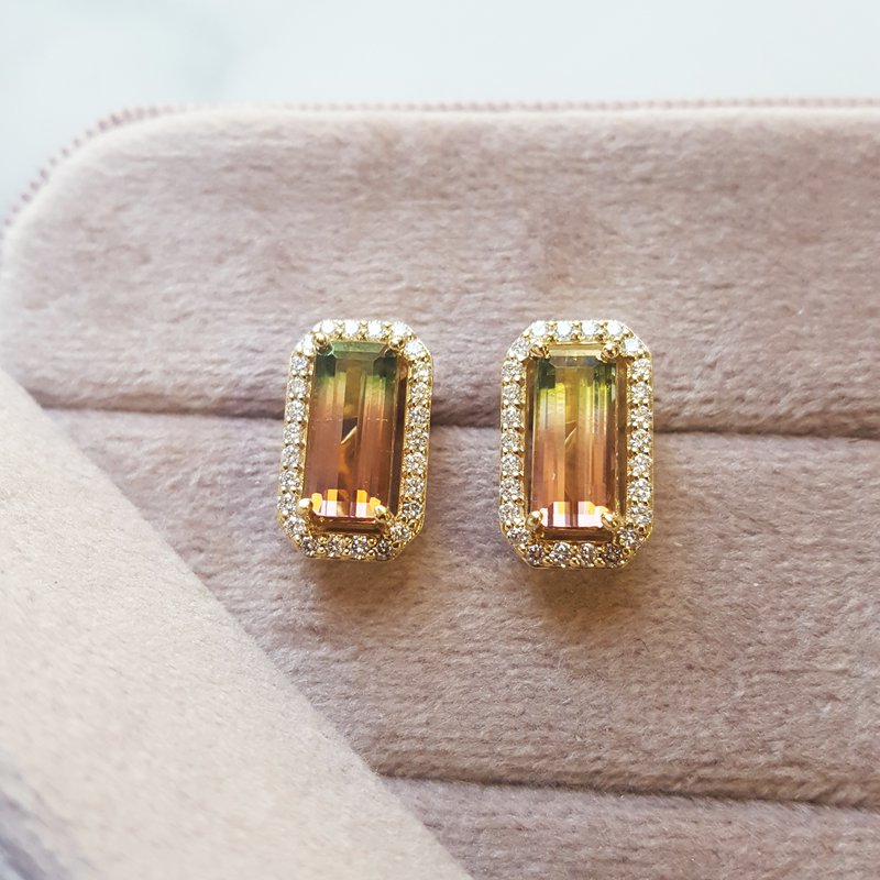 Sami Fine Jewelry Watermelon Tourmaline Earrings