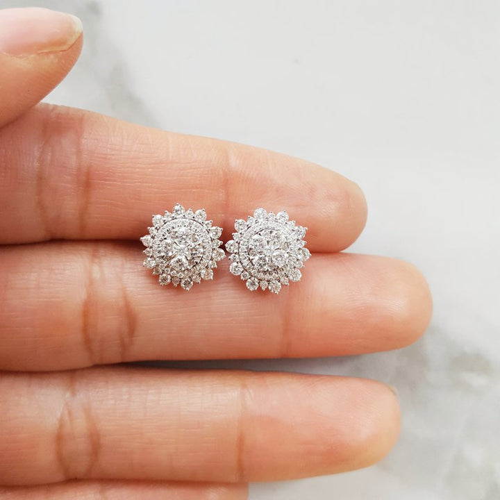 Gems One Diamond Snowflake Cluster Studs