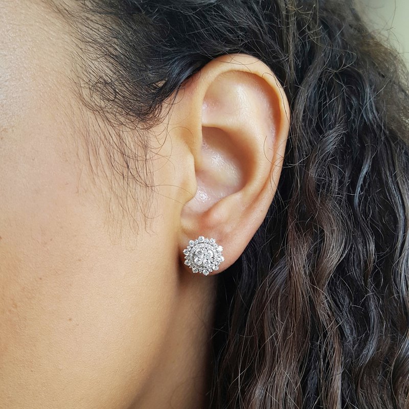 Gems One Diamond Snowflake Cluster Studs