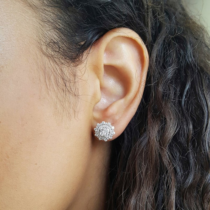 Gems One Diamond Snowflake Cluster Studs