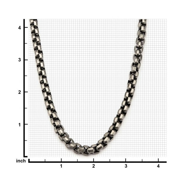 INOX Jewelry Steel Gun Metal Plated Round Box Chain Necklace