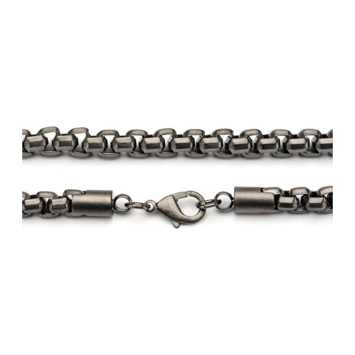 INOX Jewelry Steel Gun Metal Plated Round Box Chain Necklace
