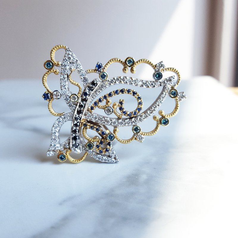  Luxury by Rene Hernandez Abstract Butterfly Diamond Ring 040163 - Sami Fine Jewelry