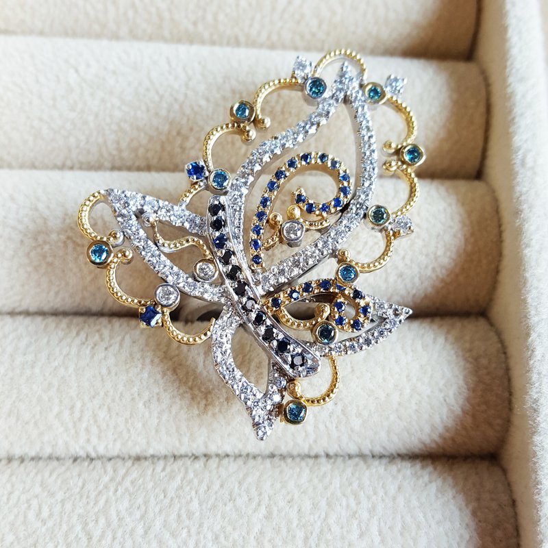 Luxury by Rene Hernandez Abstract Butterfly Diamond Ring