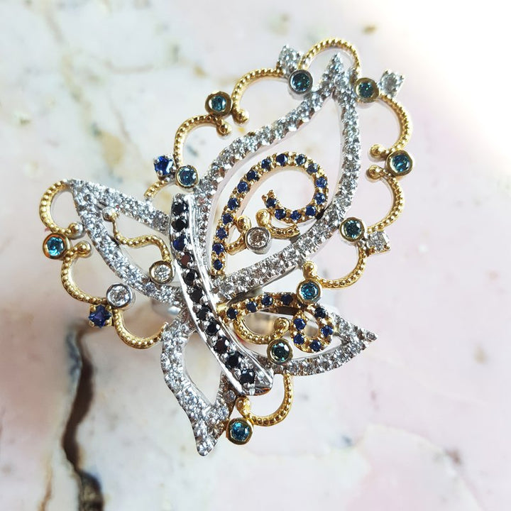 Luxury by Rene Hernandez Abstract Butterfly Diamond Ring