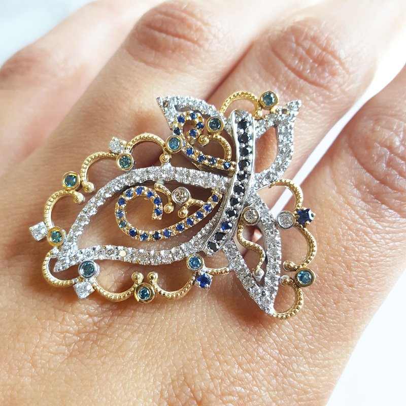 Luxury by Rene Hernandez Abstract Butterfly Diamond Ring
