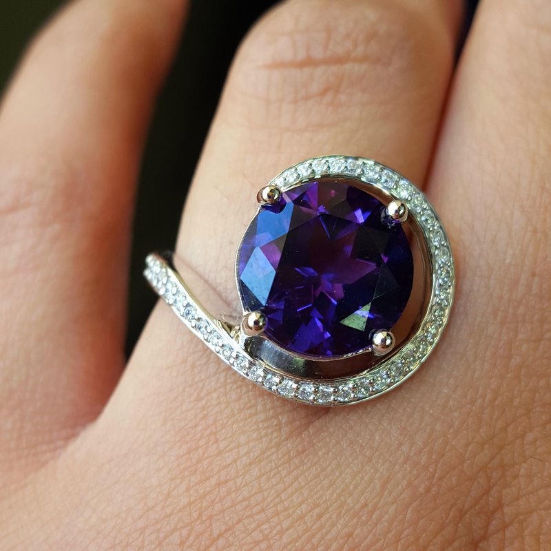 Arizona Amethyst Gold Jewelry Round Swirl Ring 362612