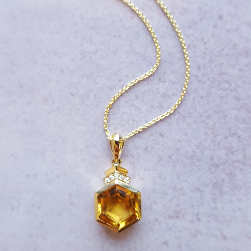 Sami Fine Jewelry Citrine Hexagon Pendant 131800