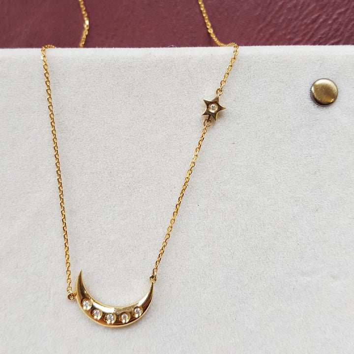 Sami Fine Jewelry Stars and Moon Gold Necklace