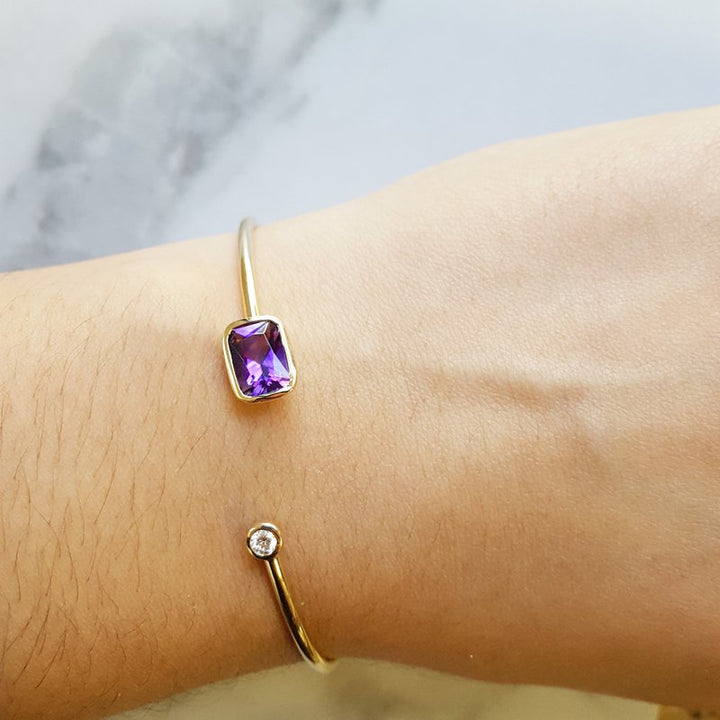 Flexible Amethyst Cuff Bracelet