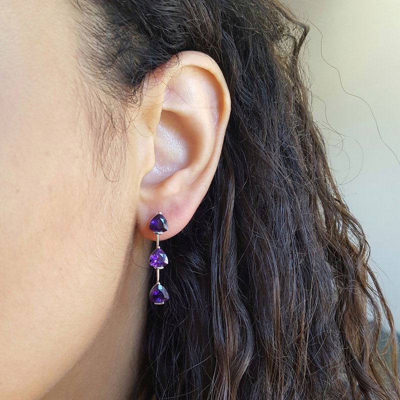 Prism Amethyst Dangle Studs