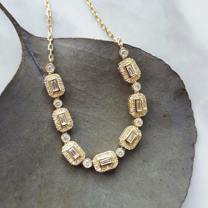 Gems One Diamond Geometric Baguette Necklace