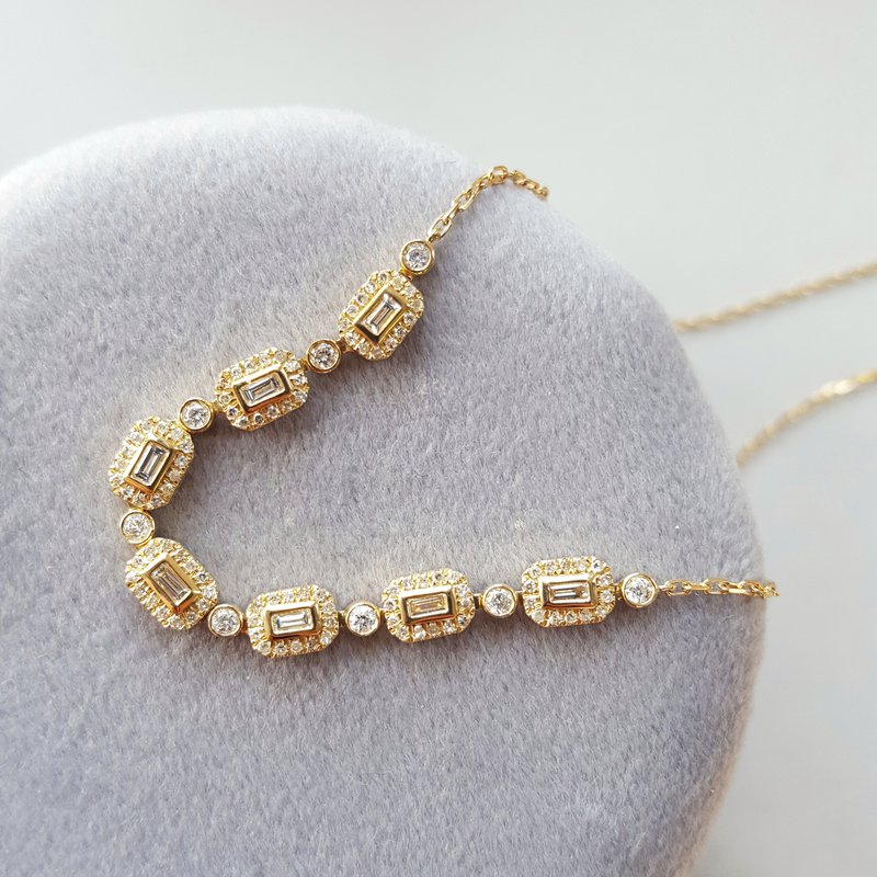 Gems One Diamond Geometric Baguette Necklace