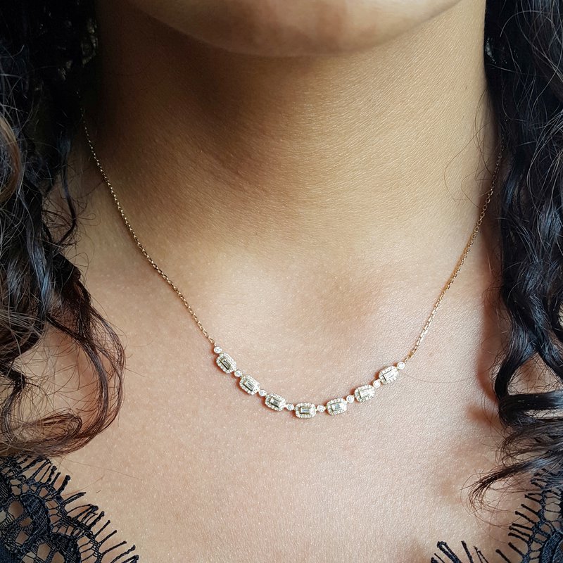 Gems One Diamond Geometric Baguette Necklace