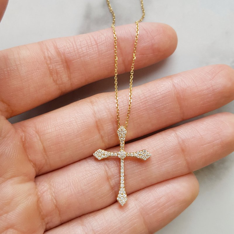 Vintage diamond cross necklace cheap