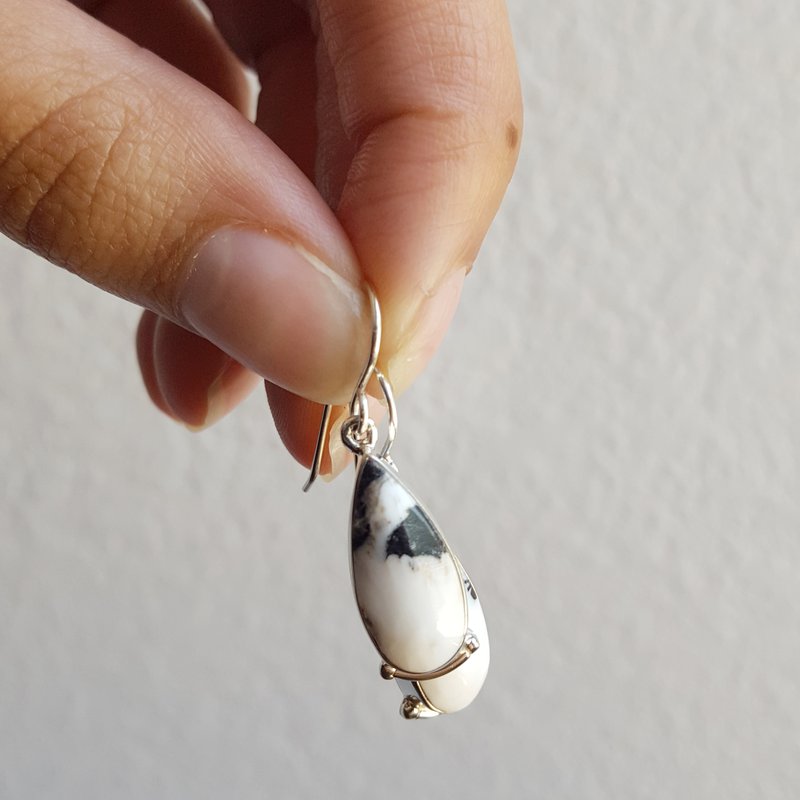 Arizona Turquoise and Inlaid Jewelry White Buffalo Turquoise Teardrop Earrings