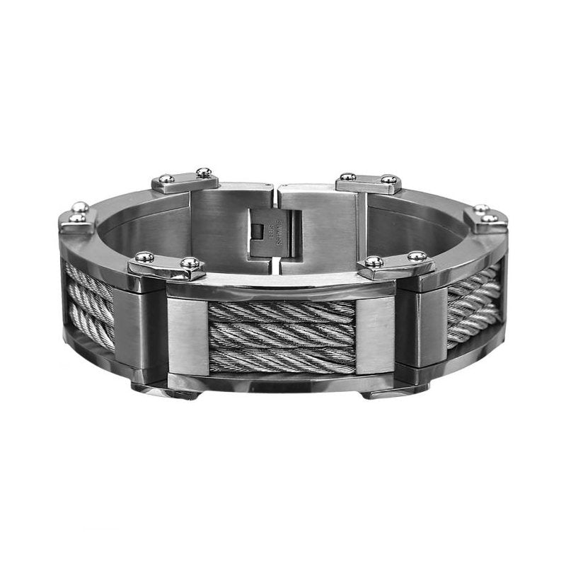 INOX Jewelry Three Cable Link Bracelet BR4607
