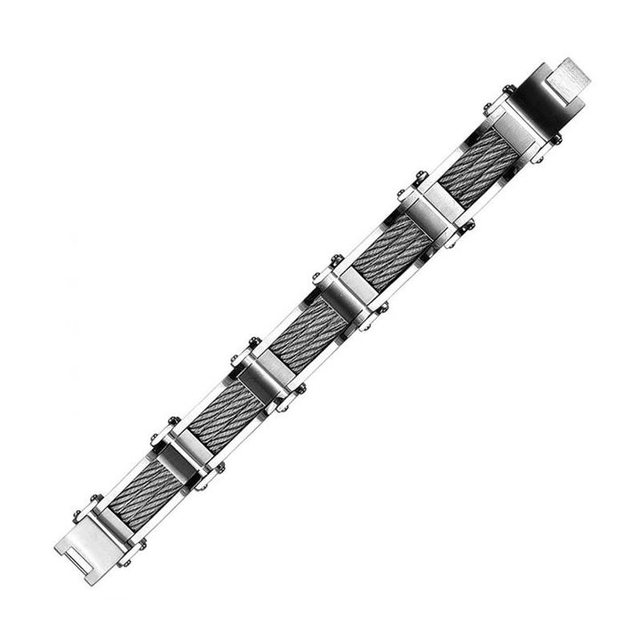 INOX Jewelry Three Cable Link Bracelet
