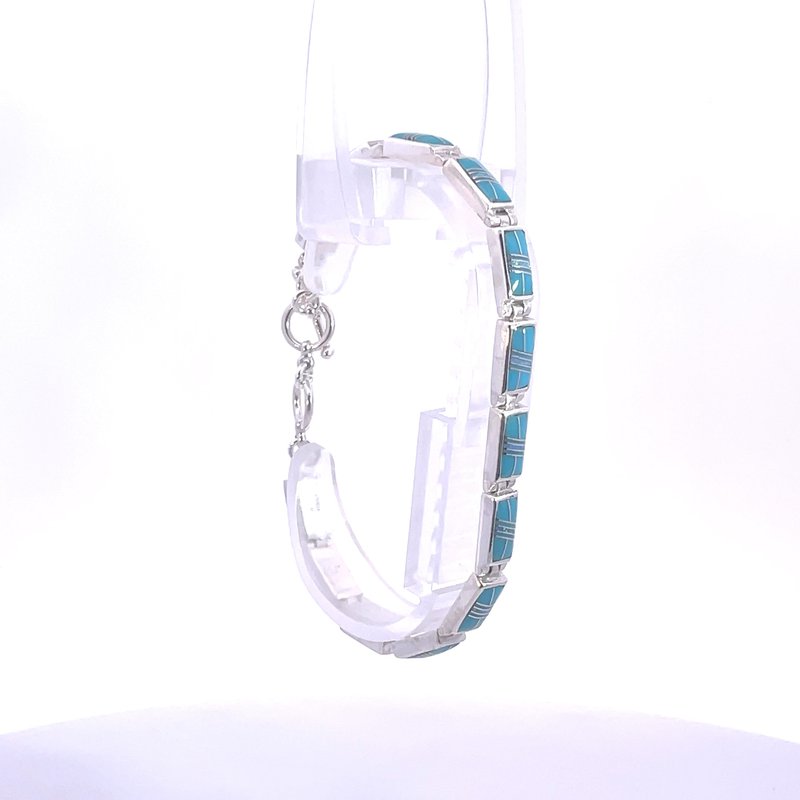 Arizona Turquoise and Inlaid Jewelry Modern Link Bracelet