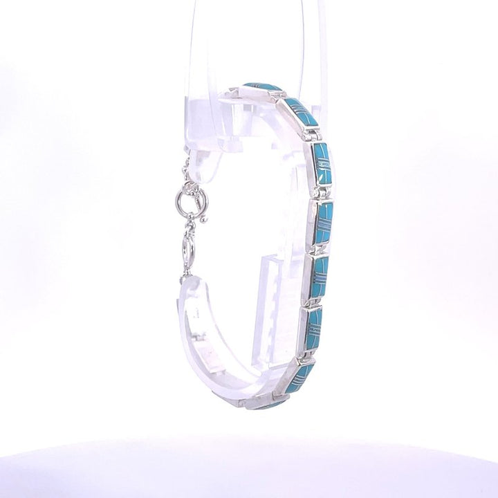 Arizona Turquoise and Inlaid Jewelry Modern Link Bracelet