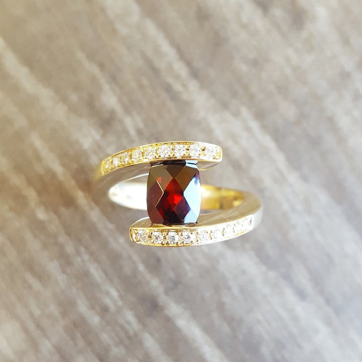 Arizona Anthill Garnet Gold Jewelry Arizona Garnet Checkerboard Cut Ring