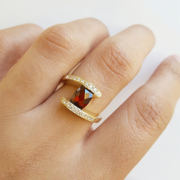 Arizona Anthill Garnet Gold Jewelry Arizona Garnet Checkerboard Cut Ring