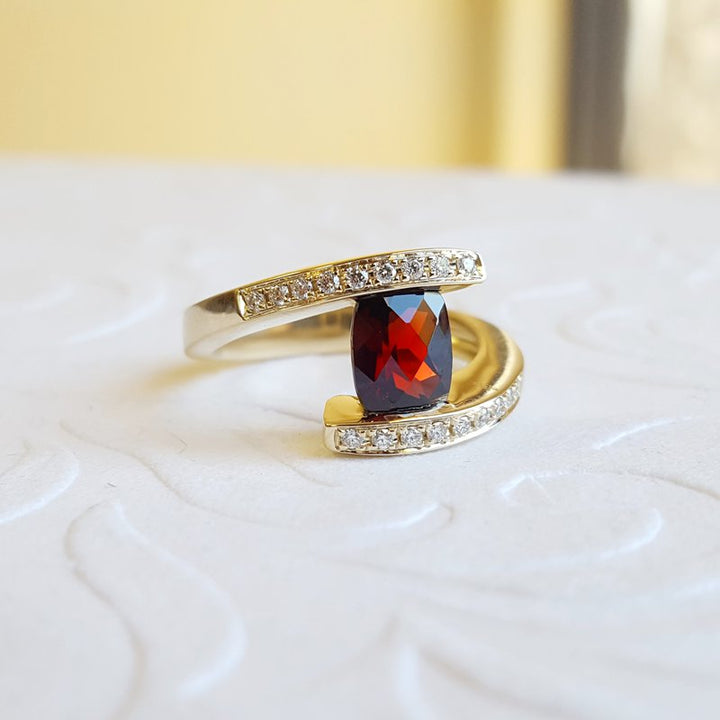 Arizona Anthill Garnet Gold Jewelry Arizona Garnet Checkerboard Cut Ring