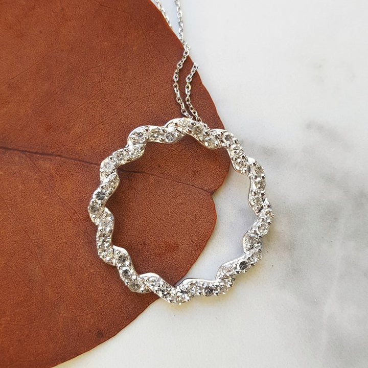 Gems One Twisted Open Circle Diamond Pendant