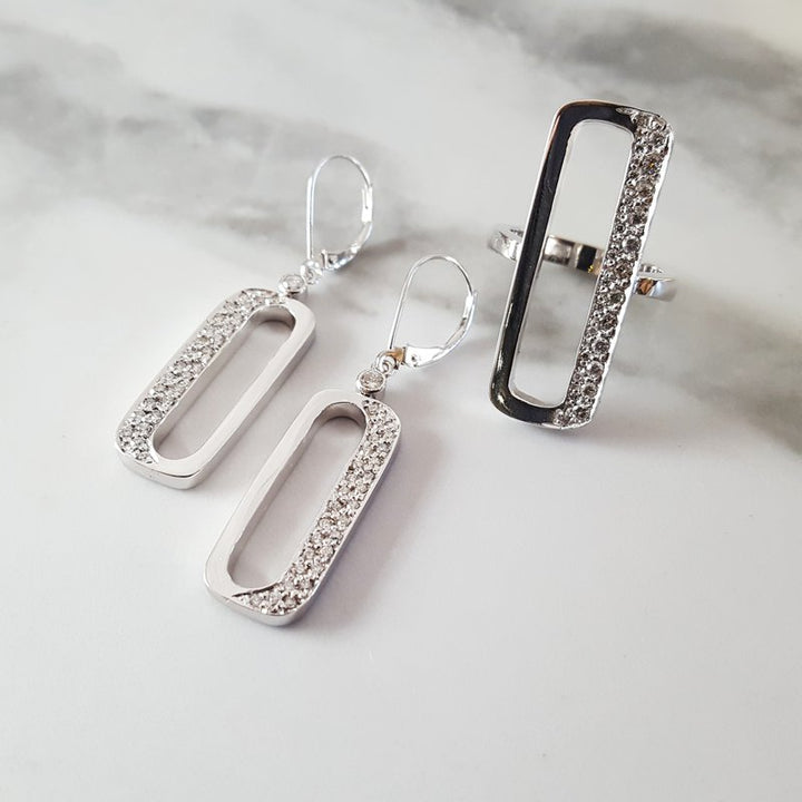 Luxury by Rene Hernandez Open Cut Rectangle Diamond Earrings