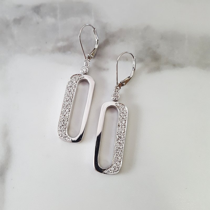 Luxury by Rene Hernandez Open Cut Rectangle Diamond Earrings
