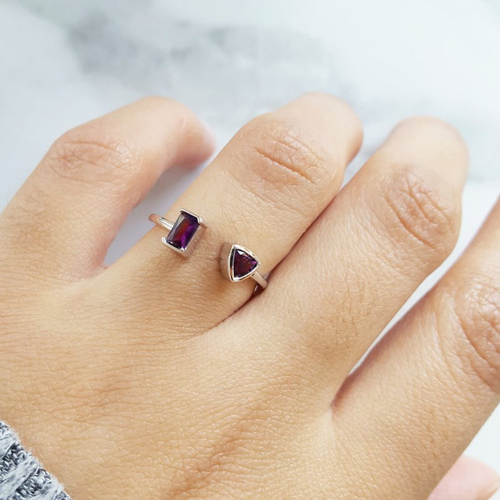 Arizona Amethyst Silver Jewelry Open Geometric Amethyst Ring