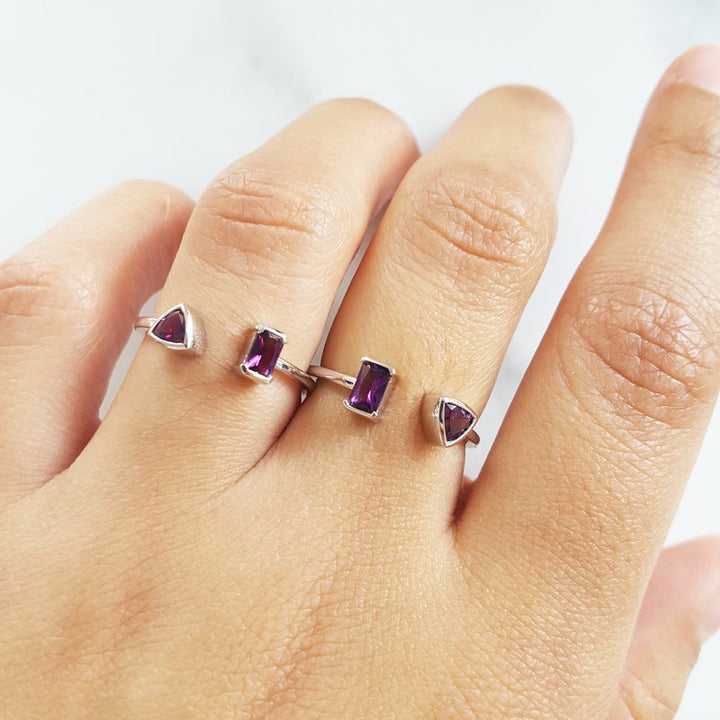 Arizona Amethyst Silver Jewelry Open Geometric Amethyst Ring