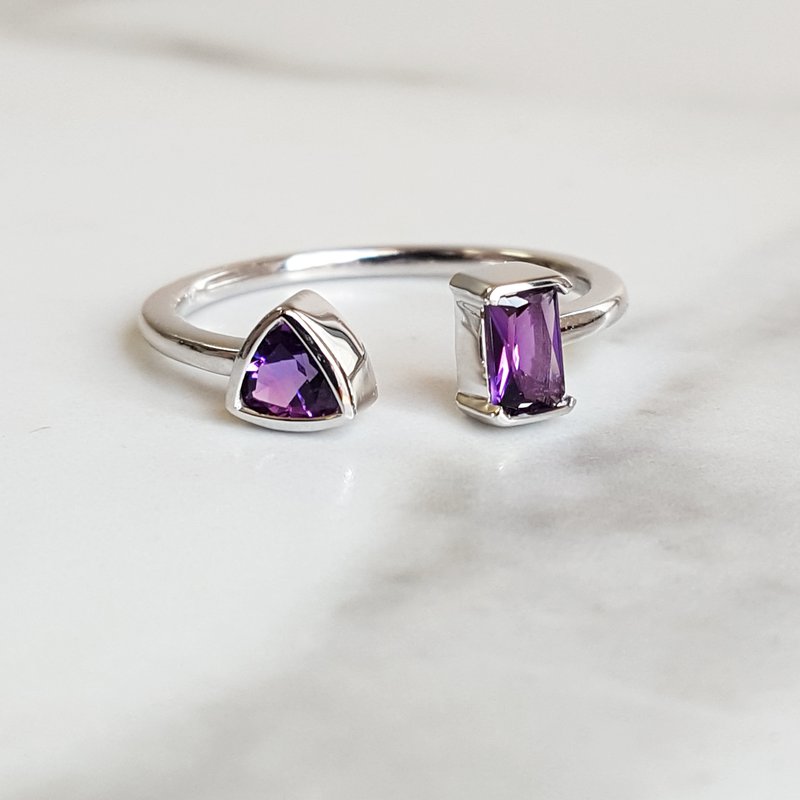 Arizona Amethyst Silver Jewelry Open Geometric Amethyst Ring 363417